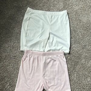 White and Pink Biker Shorts Set